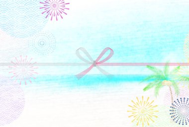 Havai fişek denizi noshi yaz arka planı