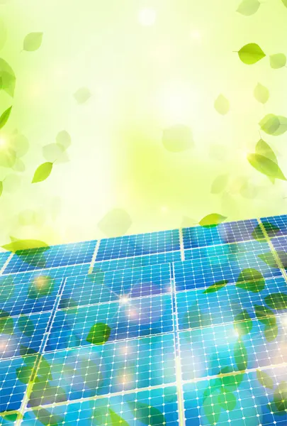 Güneş paneli taze yeşil güneş ışığı arkaplanı