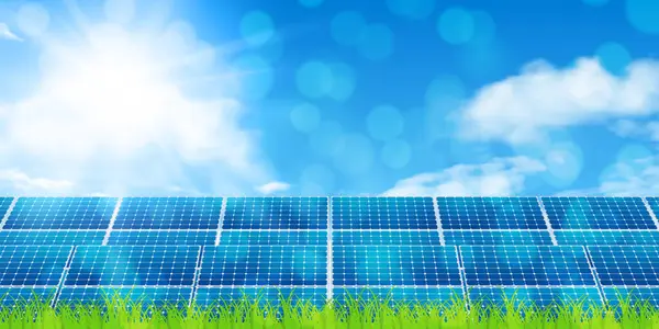 Güneş paneli taze yeşil güneş ışığı arkaplanı