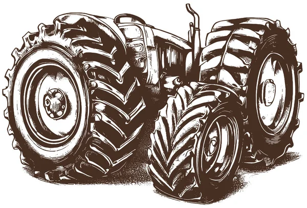 Ruedas Tractor Neumáticos Dibujo Vector Color — Archivo Imágenes Vectoriales