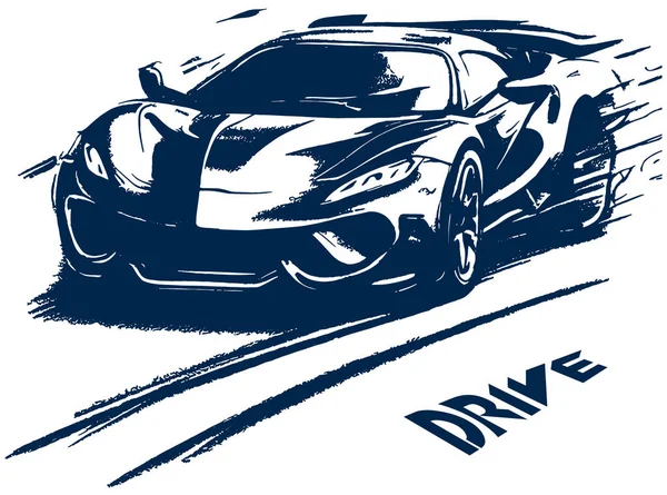 高速移動スポーツカーベクトル描画 — ストックベクタ