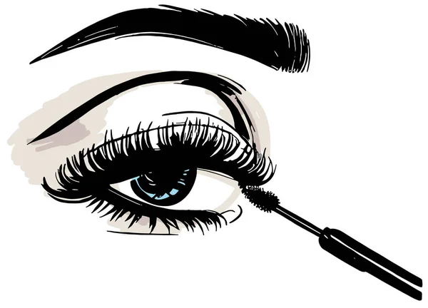 Paint Eyelashes Mascara Vector Drawing White Background — Stock Vector