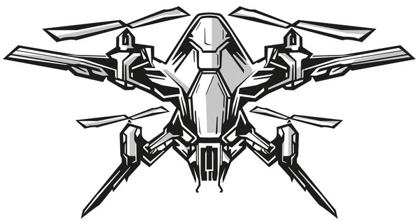 Moderne Bestrijding Drone Vector Tekening Logo — Stockvector