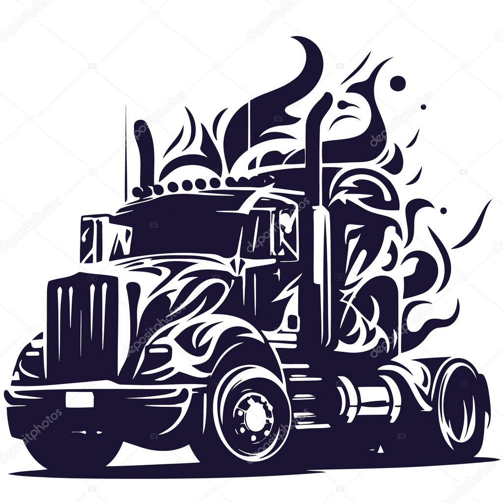 Cargo transport illustrated in abstract vector stencil art