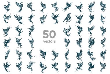 collection of abstract silhouette flying bird top vector images clipart