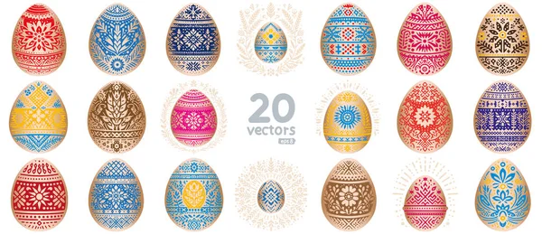 Huevo Con Krashanka Pintado Ornamento Ucraniano Simple Colección Vectorial Dibujos Ilustraciones de stock libres de derechos