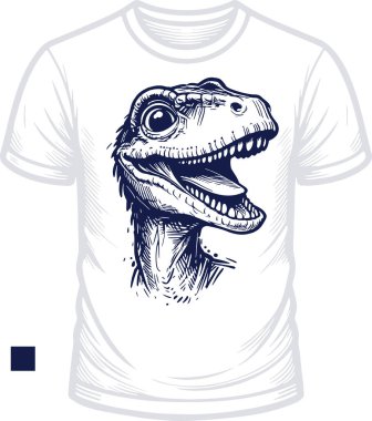Gülümseyen bir Velociraptor vektör stencil dizaynlı hafif tişört
