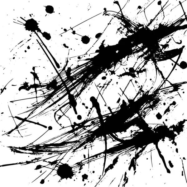 stock vector Black ink splatters and streaks on white abstract vector compositions