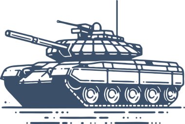 Basit bir monokrom vektör illüstrasyonunda aktif zırhlı modern tank