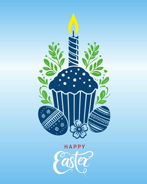 Easter-themed vector illustration layout incorporating text and stencil artwork
