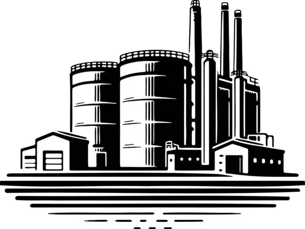stock vector Simple stencil vector drawing of a refinery facility