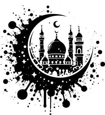 Üzerinde duran bir doğu tapınağı hilal şeklinde soyut bir leke.
