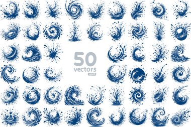 liquid in a moving state waves splashes whirlpools large collection of vector stencil drawings clipart