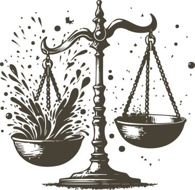 Historic scales with splashes in pans vector stencil art clipart