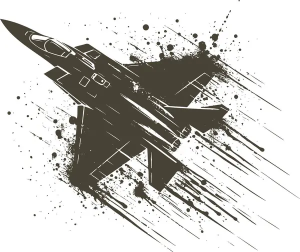 stock vector Military jet in abstract stencil vector art