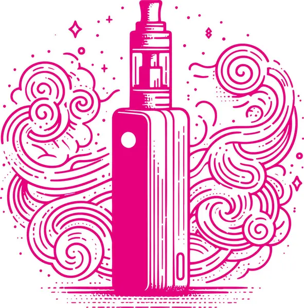 stock vector Transparent background vector art of e cigarette with vapor