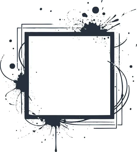 stock vector Ink splashes around a square frame minimalism