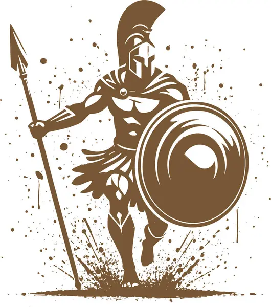 stock vector Abstract silhouette of Spartan warrior with shield and spear in vector art