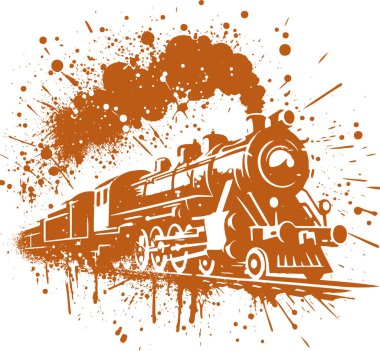Yırtık kenarları ve damlaları olan vintage tren şablon tasarımı