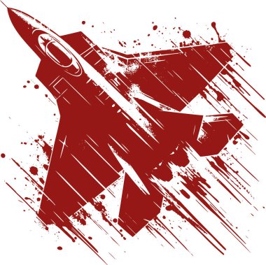 Yırtık kenarları ve çizgileri olan askeri uçak üst görünüm şablon çizimi