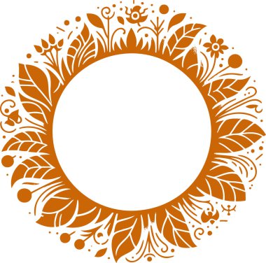 Wreath of plant elements made in stencil style clipart