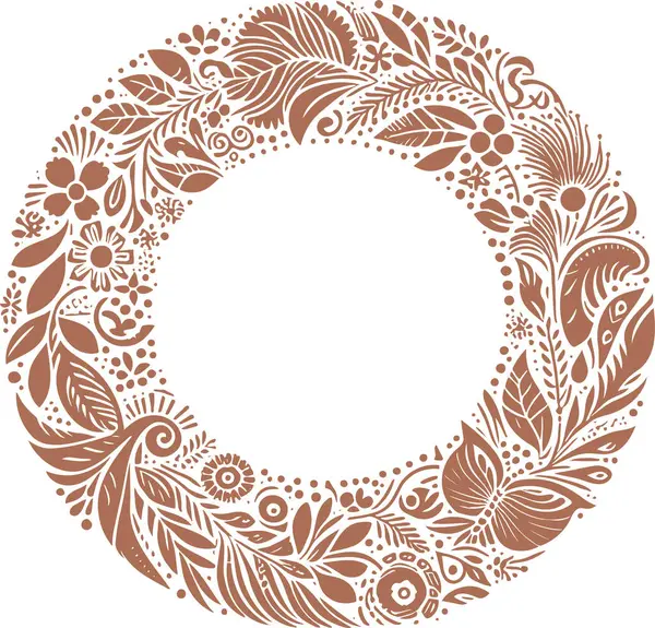 stock vector Stencil pattern with leaves round wreath