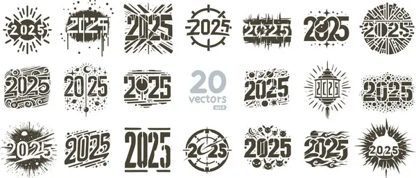 stock vector Vector stencil of elegant 2025 numbers for decoration