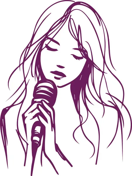 stock vector Bold illustration of a singer mid song confidently holding a vintage microphone