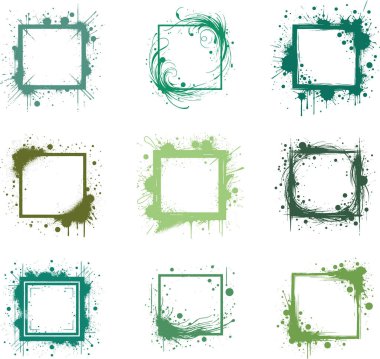 collection of decorative frames with expressive lines, blots and splashes creating a dynamic design clipart