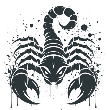 Aggressive Scorpion in Black Ink Splatter Art Style clipart