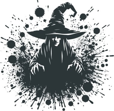 Gotik Atmosferli Kara Büyücü Mürekkep Sıçratma Sanatı Biçimi