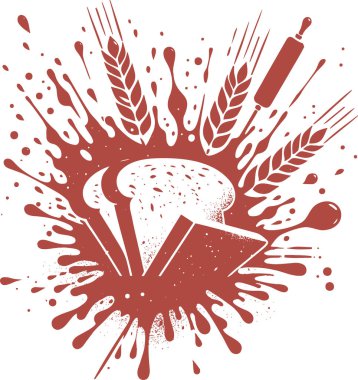 Wheat and Bread Explosion in Digital Ink clipart