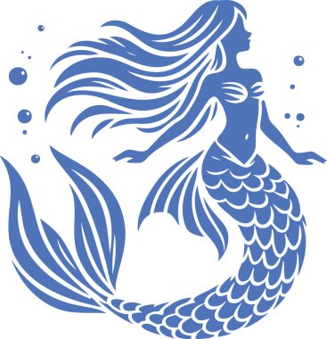 Elegant Mermaid Silhouette Design With Flowing Hair Vector clipart