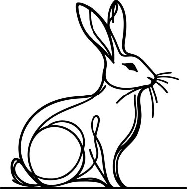 simple baby line Elegant hare vector stencil clipart