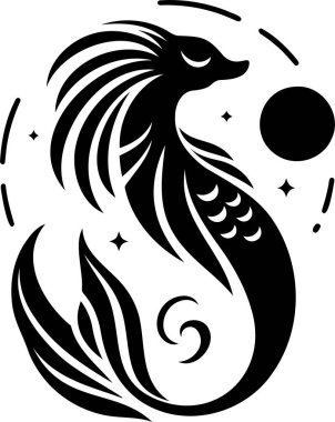 Dreamy Black Creature Illustration Symbol of the Sea and Mystery clipart