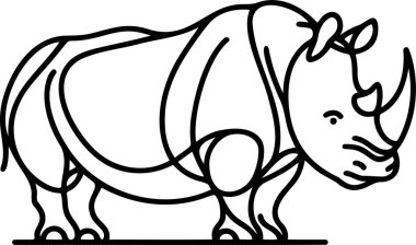 Minimalist Line Art Drawing of Rhinoceros in Contemporary Single Line Style clipart