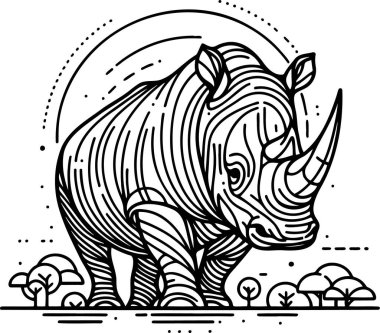 Minimalist Line Art Portrait of a Majestic Rhino clipart