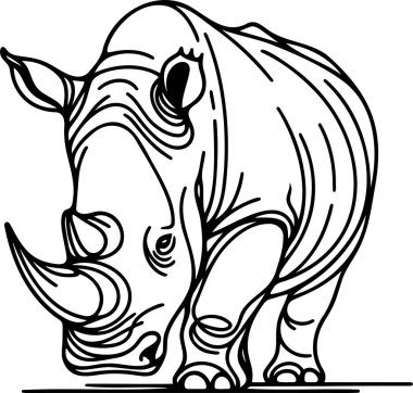 Monumental line portrait of a rhinoceros in profile clipart