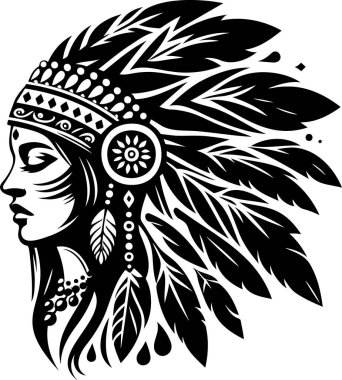 Silhouette of a Native American Headdress in Tribal Art Style clipart