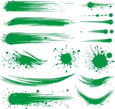 Emerald Green Paint Splashes And Brush Strokes Vector Collection clipart