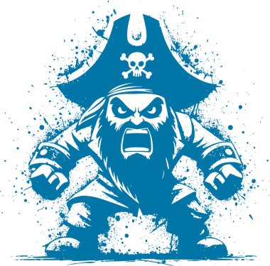 Angry Bearded Sea Captain Vector With Splash Effect Design clipart