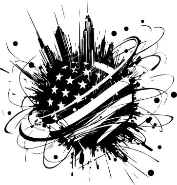 Dynamic Ink Sıçrama Biçimli Soyut Amerikan Bayrağı