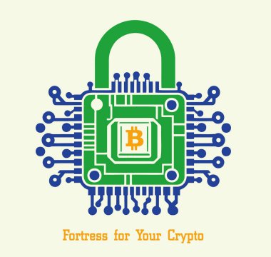 Devre Tahtası Biçiminde Bitcoin Sembolü ile Dijital Güvenlik Kilidi