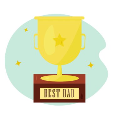 Babalar günü için vektör illüstrasyonu, babam için tebrikler. Kazanan kupa, en iyi baba unvanı. Kupa ikonu, ödül, hediye, zafer sembolü. Düz stil 10 'da.
