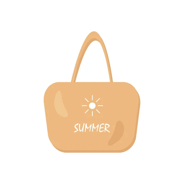 Flat Vector Beach Bag Eps Women Summer Bag Sand Color — Stock Vector