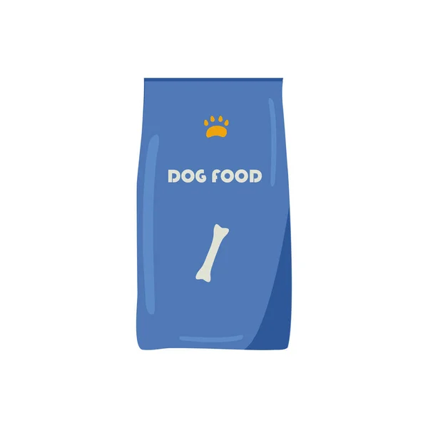 Blue Dog Food Packaging Flat Bag Pet Food Paw Bone — Stock Vector