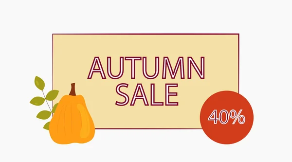 Autumn Sale Discount Sale Banner Template Frame Pumpkin Foliage Advertising — Stock Vector