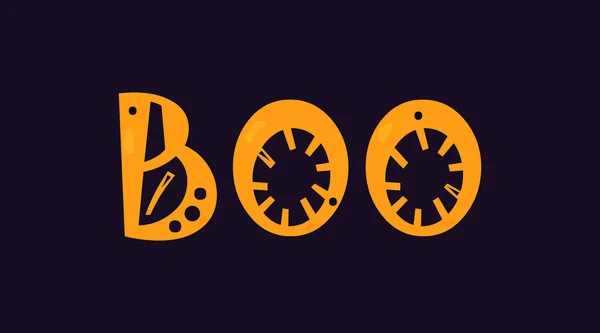 Vektor Illusztrációja Halloween Boo Felirat Text Eps Sötétkék Háttér Gratulálok — Stock Vector