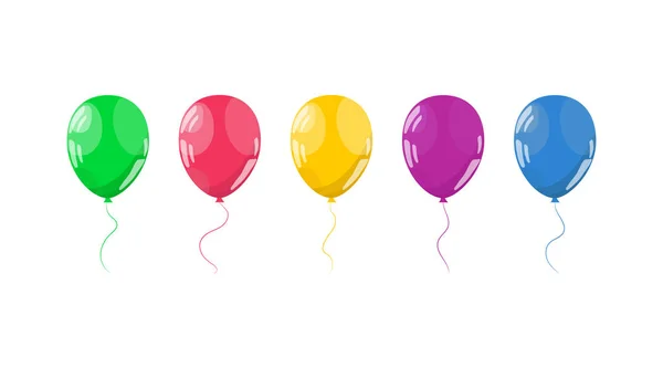 Set Balloons Cartoon Style Holiday Party Vacation Birthday Vector Balloons — Stock Vector