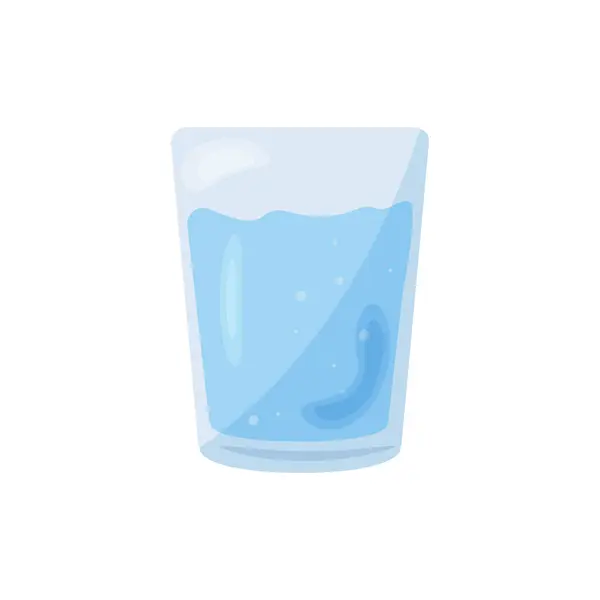 全玻璃杯与清洁的饮用水 卡通平面风格 在白色背景上孤立的向量图 Eps — 图库矢量图片